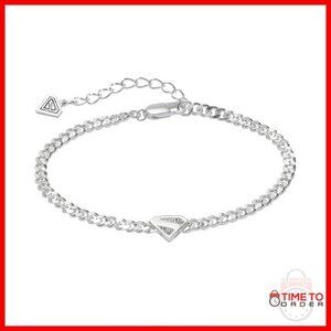 Silver Charm Bracelet Nickel-Free Brass Curb Chain Lobster Clasp